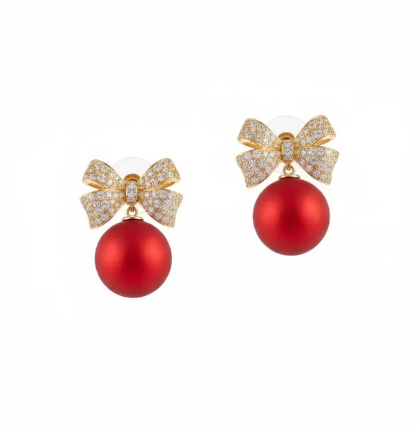 Red_Dazzle_Bow_With_Matte_Red_Drop_Earrings_For_Women